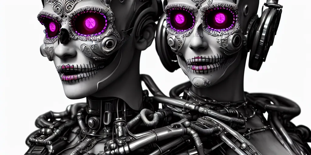 Image similar to ultra detailed, Mechanical Cyberpunk Female Android, dia de los muertos, cyberpunk, fantasy, intricate details, elegant, super highly detailed, professional digital painting, artstation, concept art, smooth, sharp focus, no blur, no dof, extreme illustration, Unreal Engine 5, Photorealism, HD quality, 8k resolution, cinema 4d, 3D, beautiful, cinematic, art by artgerm and michael welan and DZO and greg rutkowski and alphonse mucha and loish and WLOP