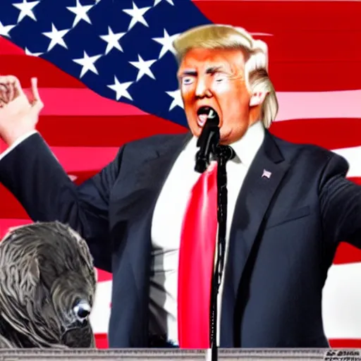 Image similar to donald trump turns into a bald eagle, photorealistic,