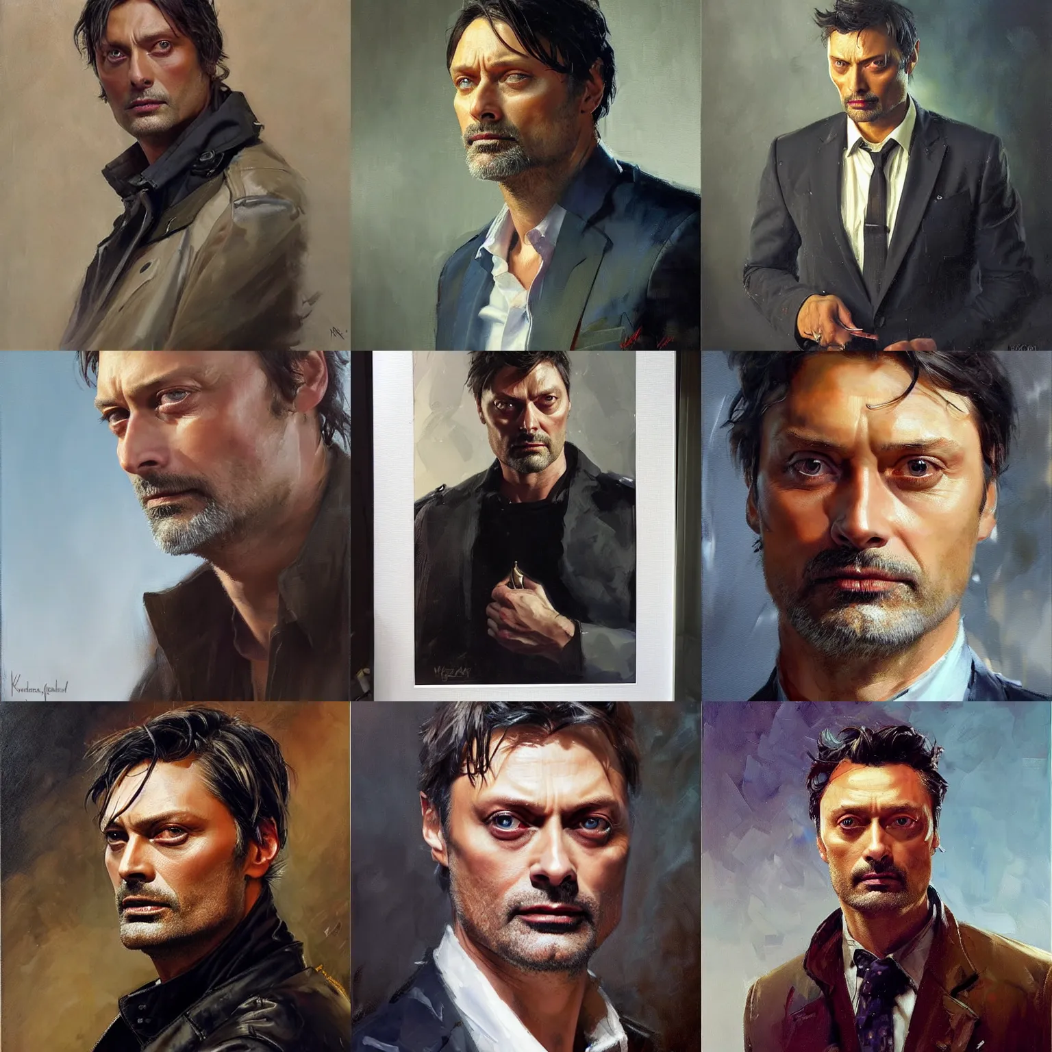 Prompt: a man who looks like a mix of Mads Mikkelsen, Karl Urban, and Taika Waititi, character portrait by Michael Garmash, Karol Bak, Greg Rutkowski