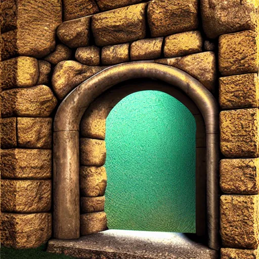 Image similar to stone portal, 3 d art, blender, realistic, by digital artist,