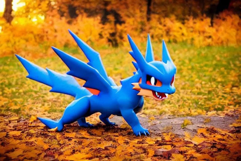 Prompt: real life charizard pokemon, cute!!!, adorable!!!, playful!!!, happy!!!, cheeky!!!, mischievous!!!, ultra realistic!!!, autumn, clear weather, golden hour, sharp focus