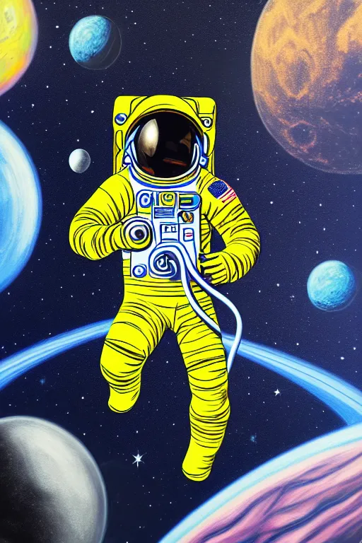 Image similar to cinema, aesthetic, acrylic paint and pencil, pop art style, astronaut horse, floating in space, by mike swiderek, jorge lacera, ben lo, tyler west,, ultrarealistic, sharp focus, intricate, ultra high definition, ultra resolution details, no duplicate, proportional, shadow effect, baroque environment