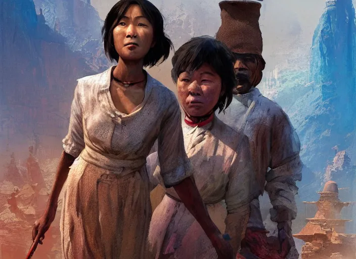 Image similar to poster for an animation film called the last asian slave woman, 8 k, hd, art by craig mullins