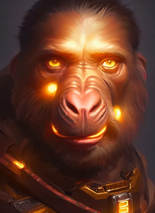 Prompt: portrait of apex legends ape, intricate, elegant, glowing lights, highly detailed, digital painting, artstation, glamor pose, concept art, smooth, sharp focus, illustration, art by artgerm and greg rutkowski, artey freytag