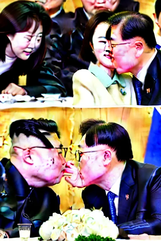 Image similar to moon jae - in kissing kim jeong - un