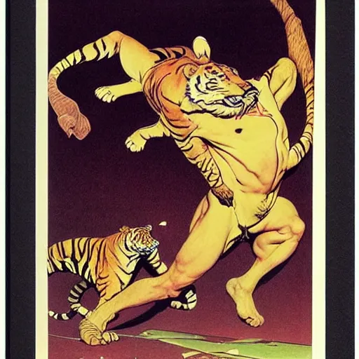 Image similar to [ origami tiger ] by moebius, norman rockwell, frank frazetta, and syd mead