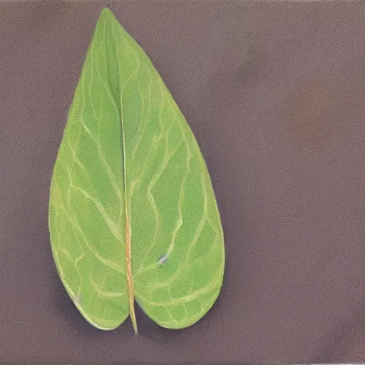 Prompt: detailed painting of a single small seedling on loose fresh earth, reveal several new leaves. muted colors and natural tones.