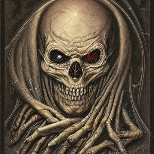 Prompt: a portrait of a soulful crypt keeper by dan seagrave art and Moebius