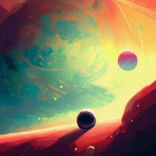Image similar to a detailed painting of a marble like planet floating in space in a sea of colorful sea of stars, by alena aenami, petros afshar and greg rutkowski trending on artstation, deviantart, planet, clouds, earth, exoplanet, stars