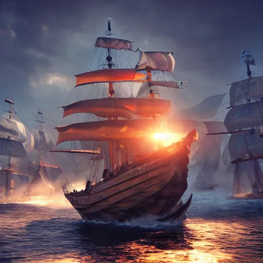 Image similar to ancient ship battle, highly detailed, photorealistic portrait, bright studio setting, studio lighting, crisp quality and light reflections, unreal engine 5 quality render