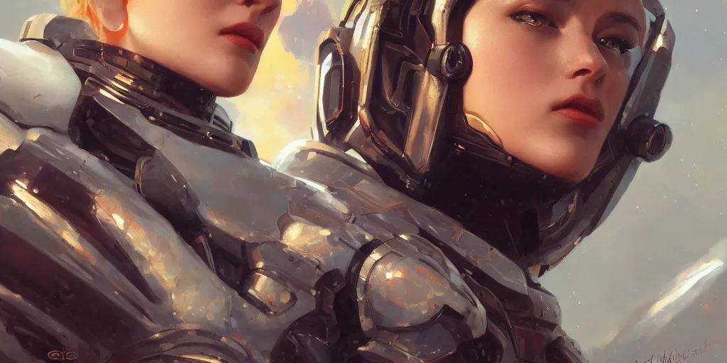 Prompt: an ultradetailed beautiful portrait panting of an attractive woman wearing scifi armour, oil painting, fantasy art, by ilya kuvshinov, greg rutkowski and makoto shinka