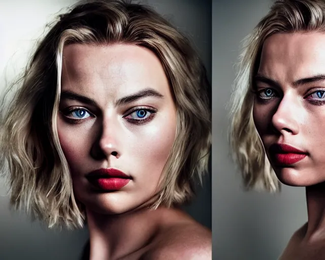 Image similar to a mix of margot robbie and scarlet johansson, hyper realistic face, beautiful eyes, cinematic, long shot, hyper detailed, 8 5 mm photograph, 8 k resolution, film still, sharp lens, wide lens