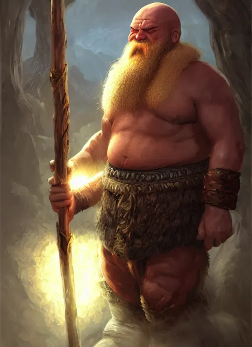 Prompt: Bald Angry Dwarven Monk with a red beard, muscular, holding a stick, Ivan Aivakovsky, Boris Vallejo, epic fantasy character art, D&D Concept Art, full length, Realistic, Regal, Refined, Detailed Digital Art, Oil Paining, Exquisite detail, post-processing, masterpiece, Cinematic Lighting, Unreal Engine, 8k, HD