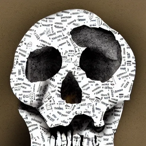 Prompt: whatsapp and instagram messages collage in the shape of a skull