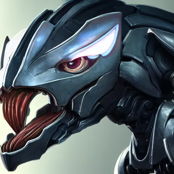 Image similar to close up headshot of a cute beautiful stunning anthropomorphic female robot dragon, with sleek silver metal armor, glowing OLED visor, facing the camera, high quality maw open and about to eat your pov, food pov, the open maw being highly detailed and soft, highly detailed digital art, furry art, anthro art, sci fi, warframe art, destiny art, high quality, 3D realistic, dragon mawshot, maw art, pov furry art, furry mawshot, macro art, dragon art, Furaffinity, Deviantart Eka's Portal