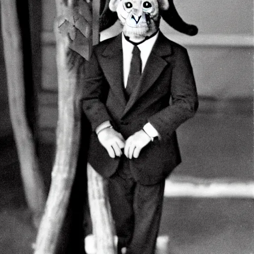 Image similar to Monkey in a suit, vintage photo in 1980s