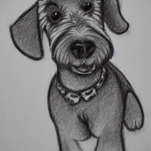 Image similar to milt kahl pencil sketch of happy mini schnauzer