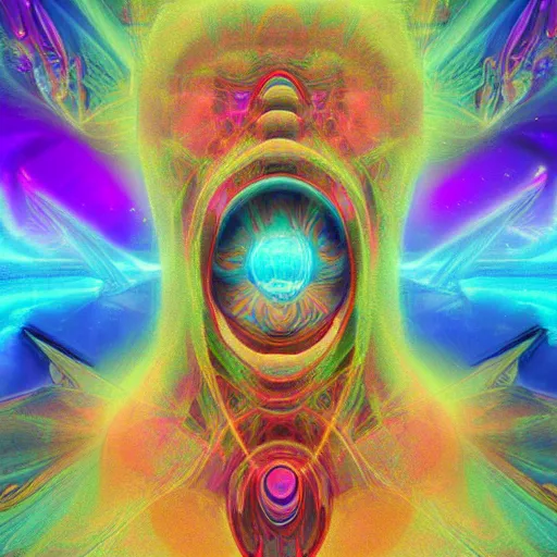 Image similar to DMT ego death, digital art, trending on artstation