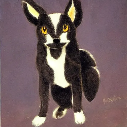 Image similar to umbreon pup in the style of a naturalist painting is the cutest thing i have ever seen, oh my god