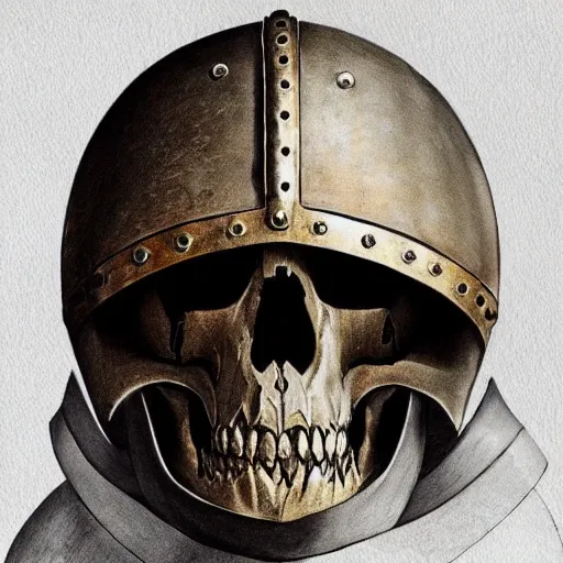 Image similar to medieval helmet in the shape of a demon skull, epic, illustration, artsation, 4 k