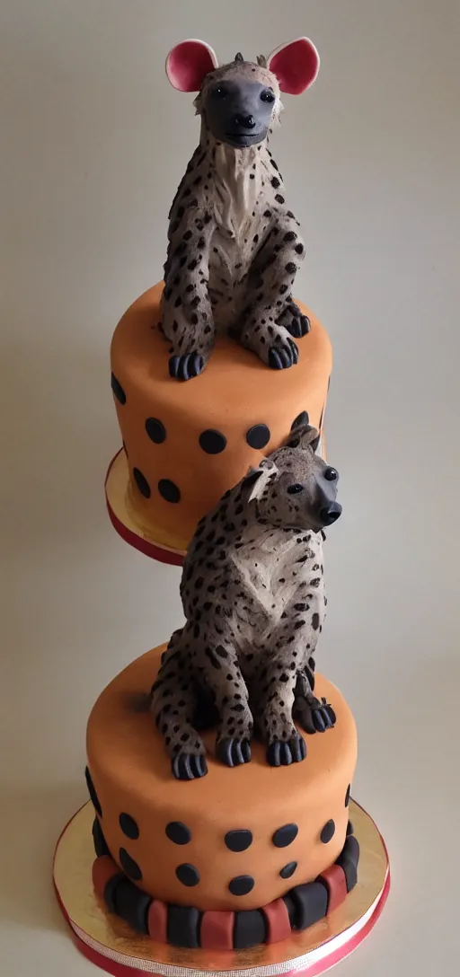 Image similar to birthday cake with hyena sitting on top