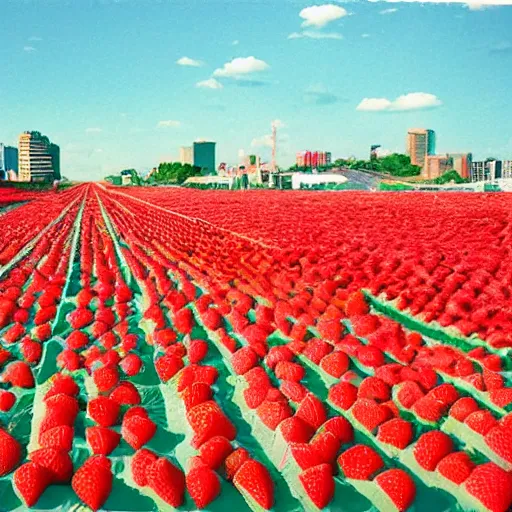 Prompt: a city of strawberries, artistic