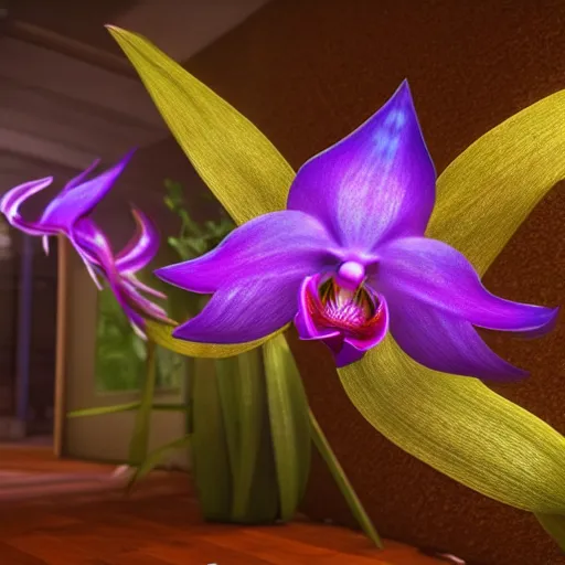 Prompt: an holographic orchid, unreal engine 5, cinematic, beautiful