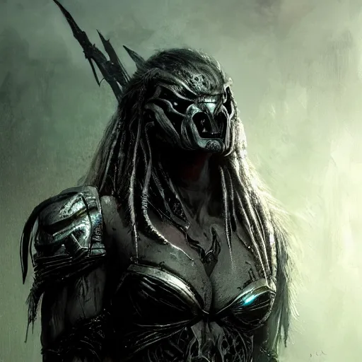 Prompt: predator, darkwave, darksynth character portrait, sharp, digital matte painting, art by luis royo, greg rutkowski, wlop, dramatic lighting, trending on artstation