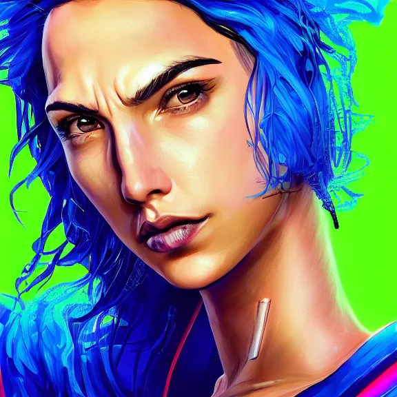 “hiperrealist close up portrait of cyberpunk Gal Gadot | Stable Diffusion