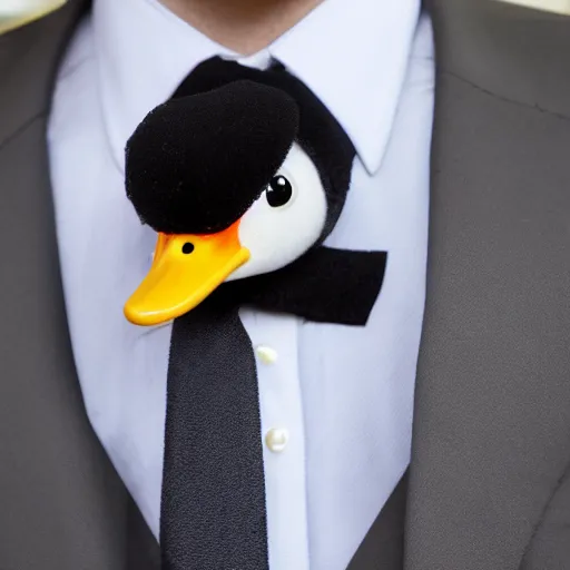 Prompt: a duck in a business suit