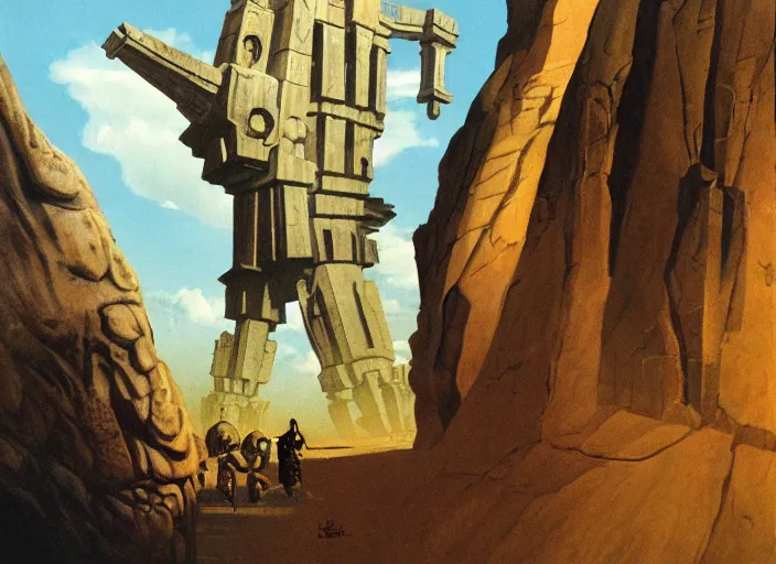 Image similar to the shadow of the colossus as illustrated by ralph mcquarrie and salvador dali