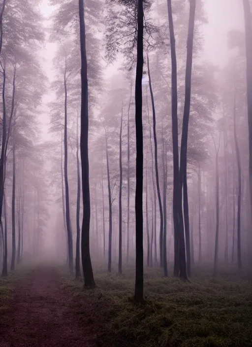 Prompt: a picture of a forest with a sky background, a detailed matte painting by elsa bleda, featured on unsplash, tonalism, soft mist, mist, made of mist