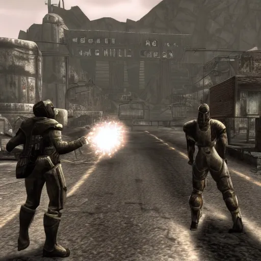 Prompt: a screenshot taken from fallout : new vegas