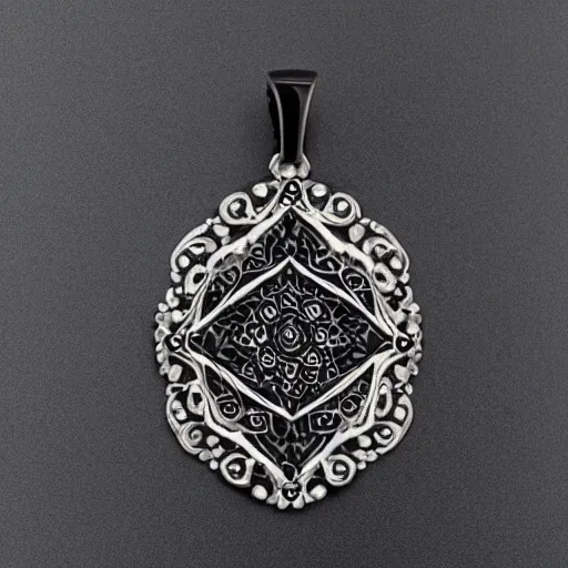 Image similar to an intricate pendant made out of ebony, black background