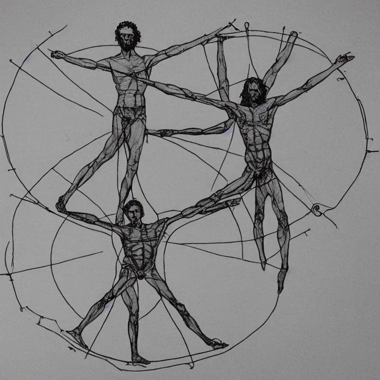 Prompt: Vitruvian Man in real life doing cartwheels, 8k resolution, ultrarealistic