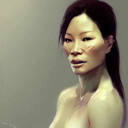 Image similar to “ portrait of lucy liu by greg rutkowski, young, attractive, highly detailed portrait, scifi, digital painting, artstation, concept art, smooth, sharp foccus ilustration, artstation hq ”