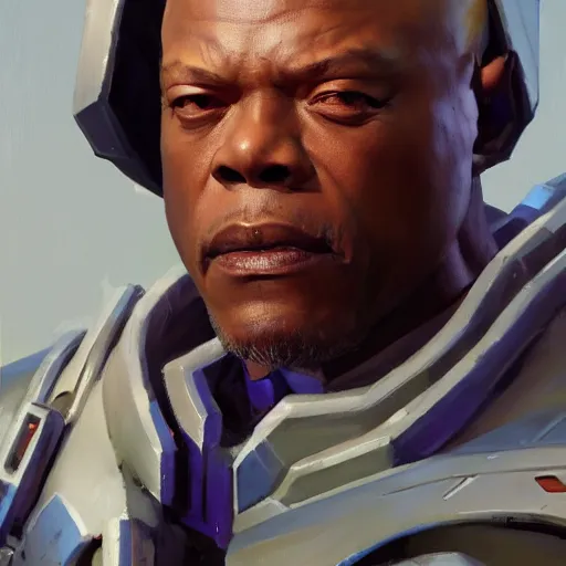 Image similar to greg manchess portrait painting of armored mace windu as overwatch character, medium shot, asymmetrical, profile picture, organic painting, sunny day, matte painting, bold shapes, hard edges, street art, trending on artstation, by huang guangjian and gil elvgren and sachin teng