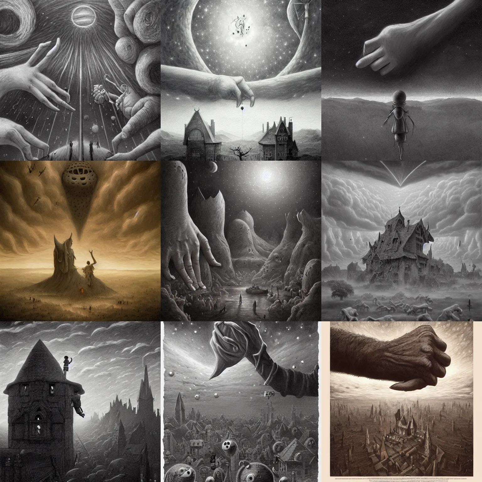 Prompt: the creation of the universe in the style of John Kenn Mortensen, realistic painting, high definition, digital art, matte painting, very detailed, realistic