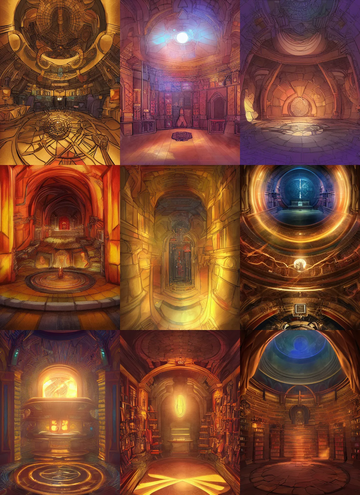 Prompt: the inside of sanctum sanctorum from marvel, digital art, soft shadows, soft light, warm colors