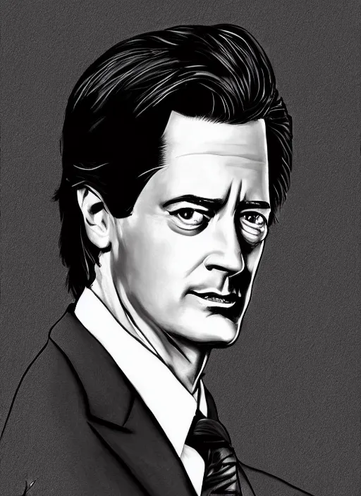 Image similar to portrait of kyle maclachlan as dale cooper by cliff wright