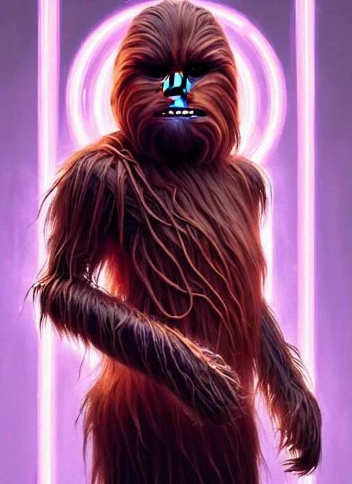 Prompt: symmetry!! portrait of chewbacca, sci - fi robot arm, tech wear, glowing lights!! sci - fi, intricate, elegant, highly detailed, digital painting, artstation, concept art, smooth, sharp focus, illustration, art by artgerm and greg rutkowski and alphonse mucha