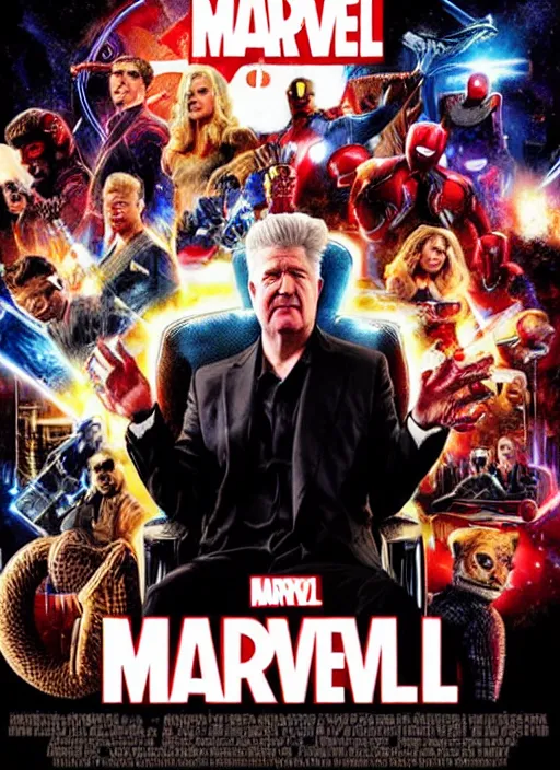 Prompt: david lynch in the marvel cinematic universe, official media, official poster artwork, highly detailed