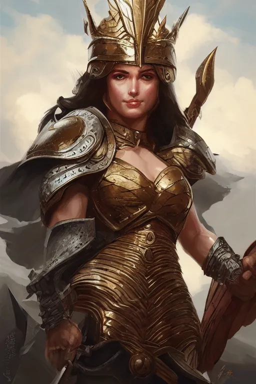 Image similar to amazon valkyrie athena, d & d, fantasy, portrait, highly detailed, headshot, digital painting, trending on artstation, concept art, sharp focus, illustration, art by artgerm and greg rutkowski and magali villeneuve