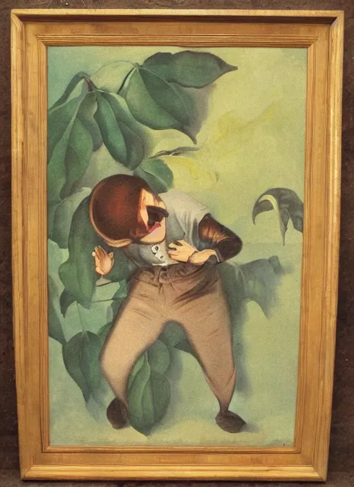 Image similar to vintage beautiful painting of the thief of pears