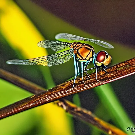 Prompt: photo of dragonfly on the head of a turtle, 5 0 mm, beautiful photo