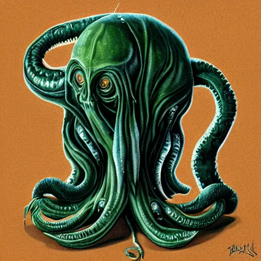 Image similar to billie eilish as a cthulhu