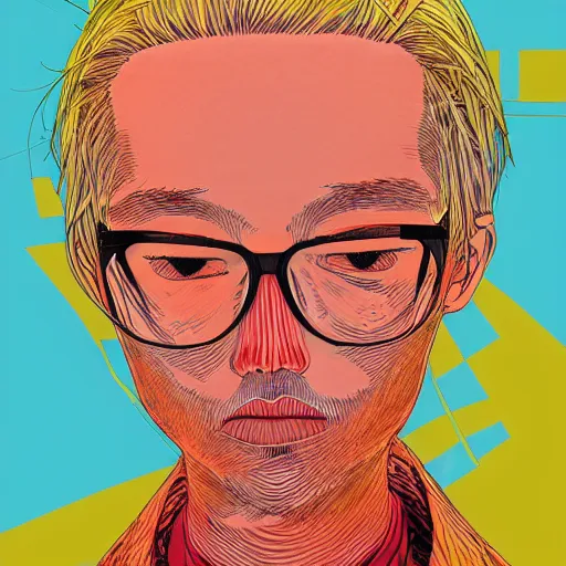 Image similar to a portrait of blonde male by inio asano, beeple and james jean, hiroyuki takahashi color scheme, digital art