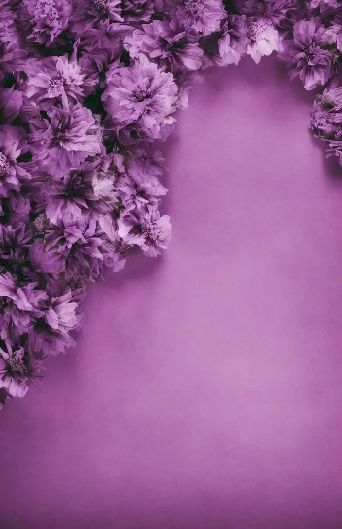 Prompt: clean cozy background image, soft light - purple flowers on comfy material, dreamy lighting, background, vintage, photorealistic, backdrop for obituary text