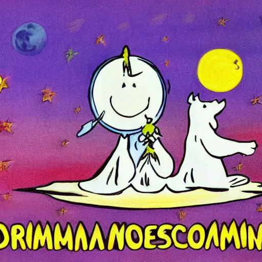 Image similar to !dream moomin as president of the moon, by Tove Jansson, newspaper cartoon style, 4k