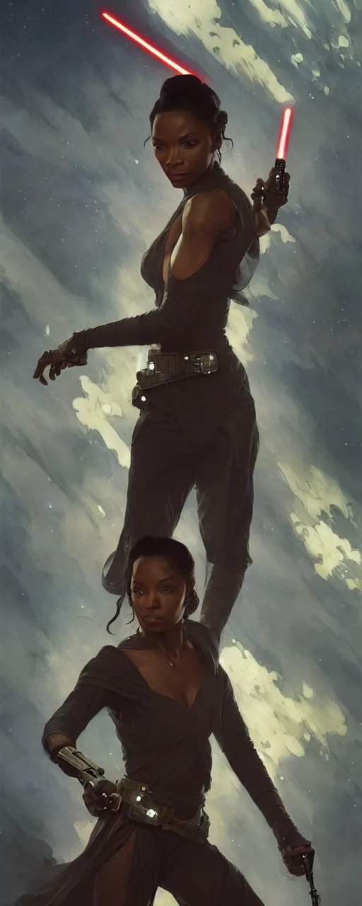 Prompt: star wars jedi master normani as aeon flux profile picture by Greg Rutkowski, dynamic pose, intricate, futuristic, fantasy, elegant, by Stanley Artgerm Lau, greg rutkowski, thomas kindkade, alphonse mucha, loish, norman Rockwell,